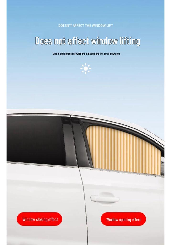 Magnetic Car Sunshade Curtain with Telescopic Track for Privacy