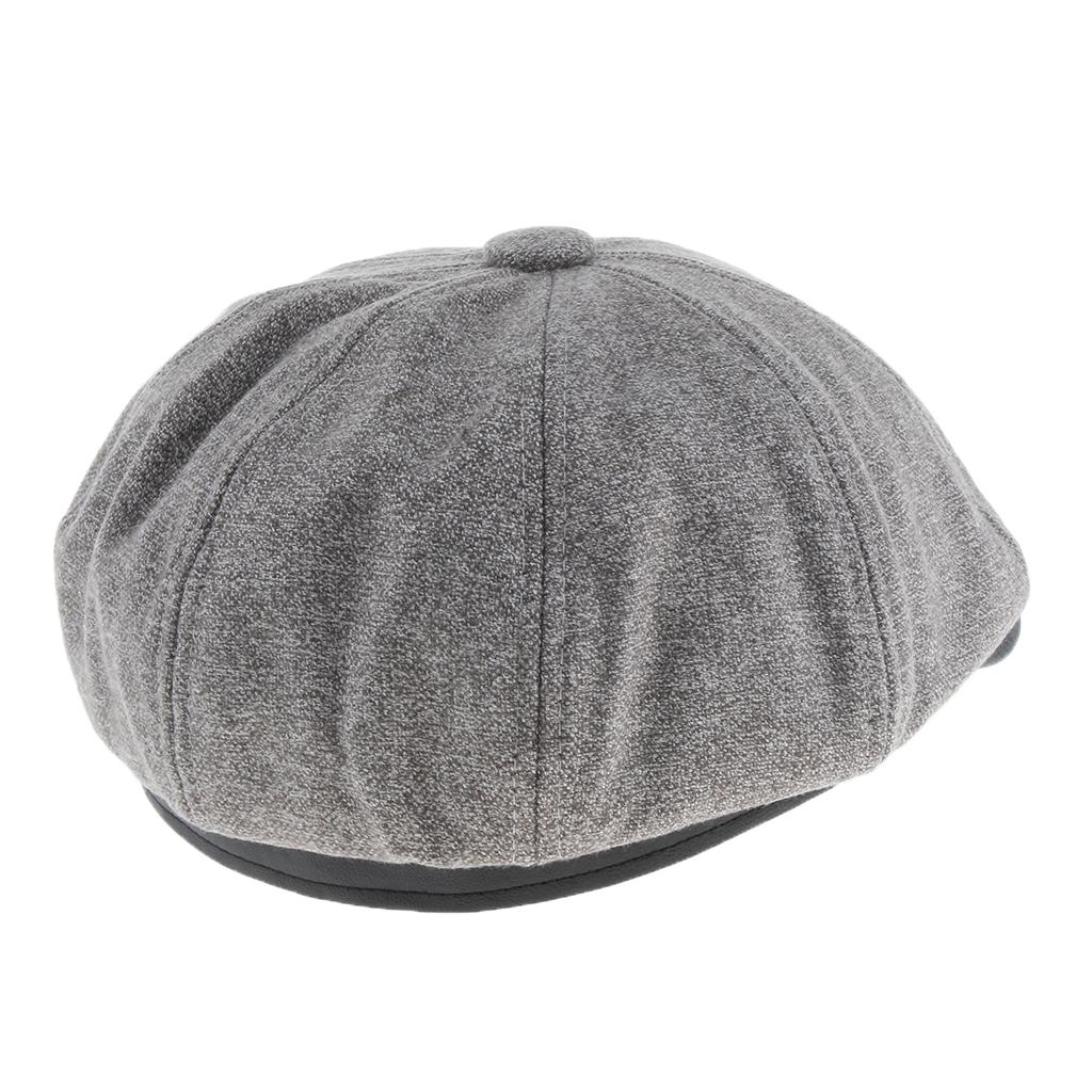 Men's Wool Flat Hat Ivy Gatsby Newsboy Hunting Cabbie Driving Cap Dark