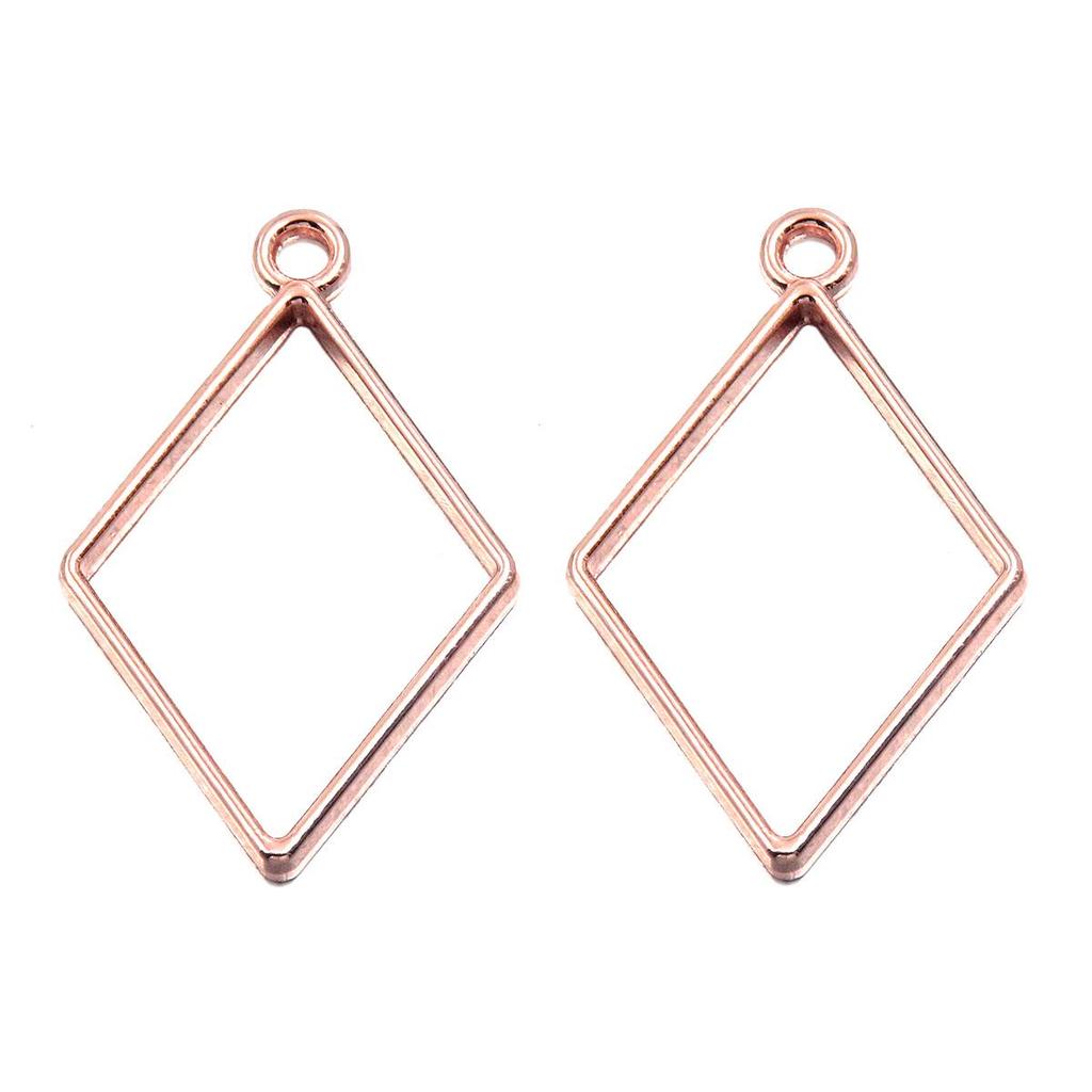 Rose Gold Geometric Heart & Moon Epoxy Keychain Pendants - 17 Designs