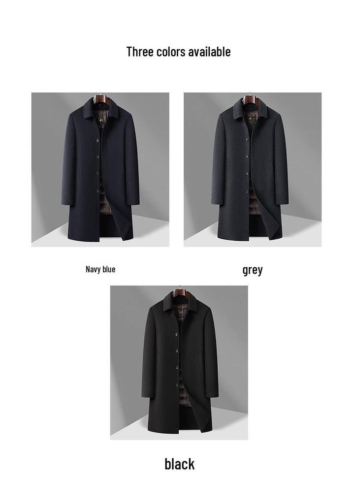 Men's Premium Double-Faced Wool Coat with Detachable Down Liner - Slim Business Windbreaker Jacket