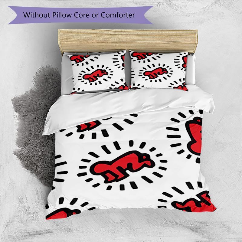 3pcs Keith Haring Ascending1 Pattern Bedding Set Duvet Cover Set Includes Duvet Cover &pillowcases, Perfect All Season Bedroom Decoration & Gift