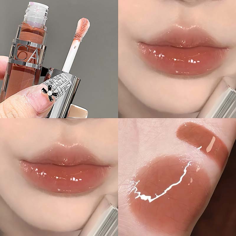 Mirror Water Light Sparkling Lip Plumping Lip Gloss Lasting Moisturizing Jelly Glass Lip Tint Waterproof Korean Makeup Cosmetics