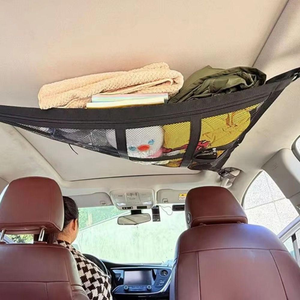 Double-layer Car Ceiling Triangle Net Anti-fall Mesh Roof Organizer Car Interior
