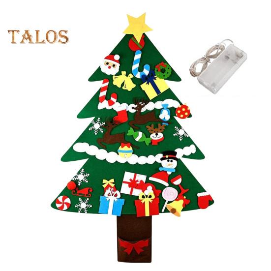 Plstěný vánoční stromek pro batolata LED svítící DIY sada vánočního stromečku s punčochou sněhulák s Santa Clausem