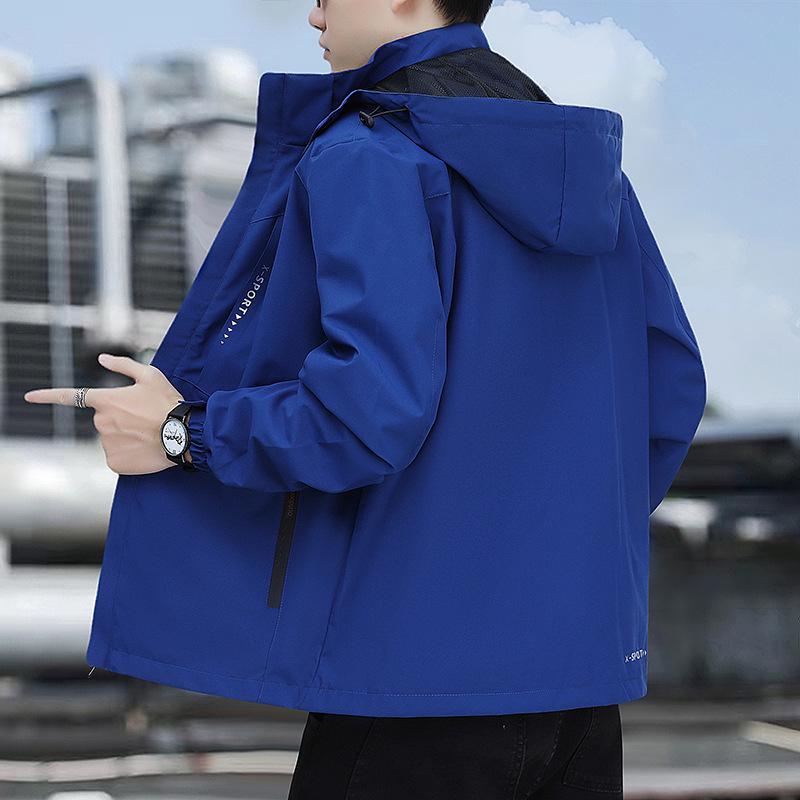 Men's Waterproof Windproof Hooded Jacket - Casual Spring/Autumn Plus Size Outdoor & Mountaineering Coat