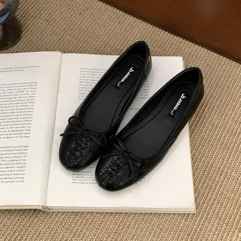 Fashion Fashion Round Toe Women Flats Slip On Shoes Casual Soft Footwear Lace Up Female Shallow Ladies Flats With Shoes