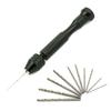 1 set di mini trapano manuale per punte da trapano micro HSS affilate, perno in acciaio epossidico, trapano a mano con 10 punte da trapano