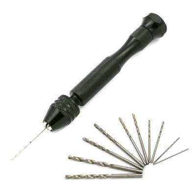 1 Satz Handwerk Mini Bohrer für Scharfe HSS Mikro Mini Spiralbohrer Epoxid Stahl Stiftstock Handbohrer mit 10 Bohrern