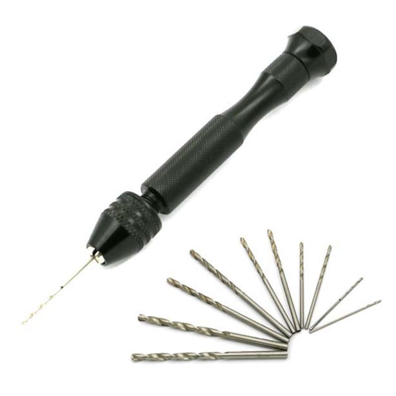 

1 Set Manual Craft Mini Drill for Sharp HSS Micro Mini Twist Drill Bits Epoxy Steel Pin Vise Hand Drill with 10 Drill Bi 1 чорний