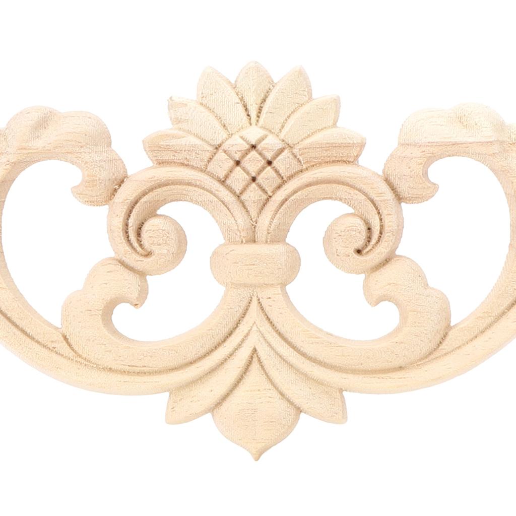  4Pcs Unpainted Wood Carved Applique 30x8cm, Rubber Wood Carving Decal for Garden Fence Furniture Decor, Customizable   Wooden Ornaments for Doors C