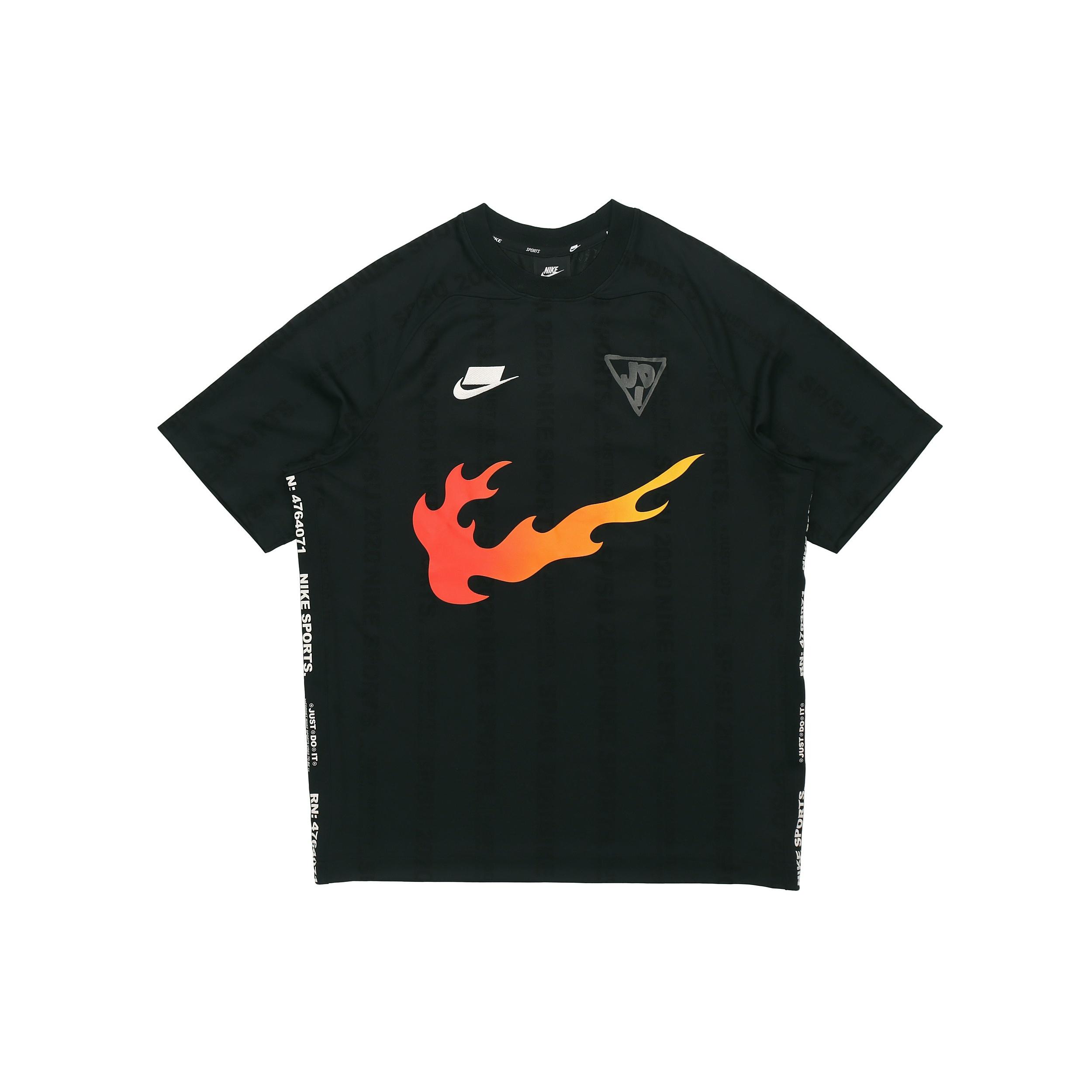 Nike Sportswear NSW Flame Logo Printing Jersey Black Men s CJ5197-010 S