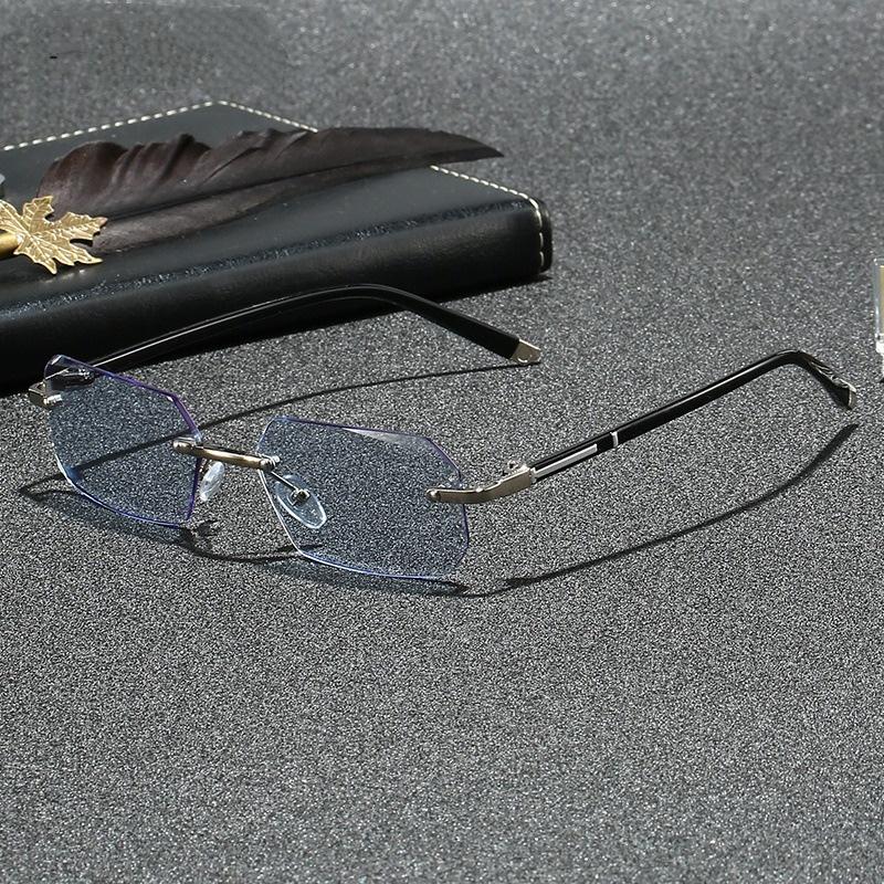 Rimless Blue Light Presbyopia Glasses Photochromic PC Lens Texture Presbyopia Glasses 0+100+150+200+250+300+350+400