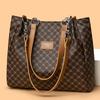 Women's Retro Fashion PU Soft Leather Commuter Large Capacity Tote Bag Fashionable Women's Old Flower Pattern Shoulder Bag