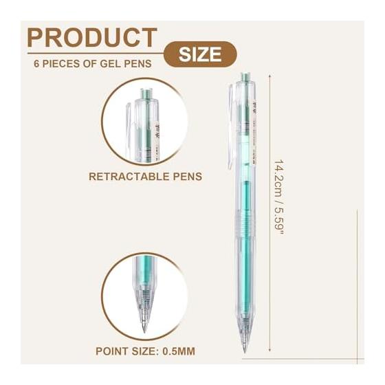 PATIKIL 0.5mm Gel Pens, 6 Pack, Dark Green, Gel Ink, Medium Point, Rollerball Pens, Smooth Writing, Quick Dry, for Notes, Memos, Office Supplies,