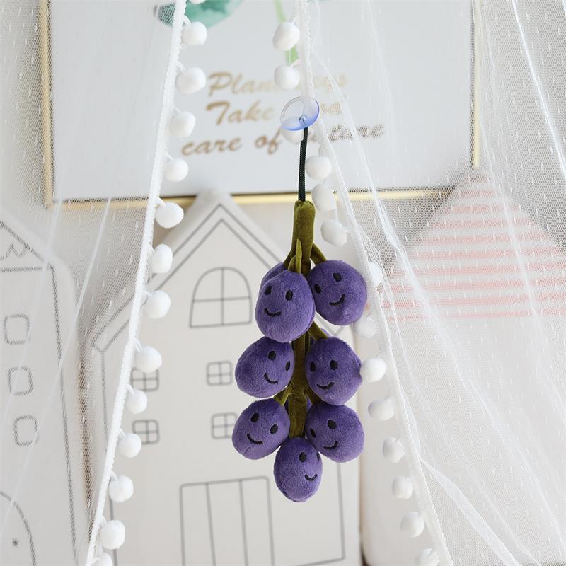 Grape-Themed Plush Doll String with Suction Cup - Green and Red Grape Pendants, Photo Props for Summer
