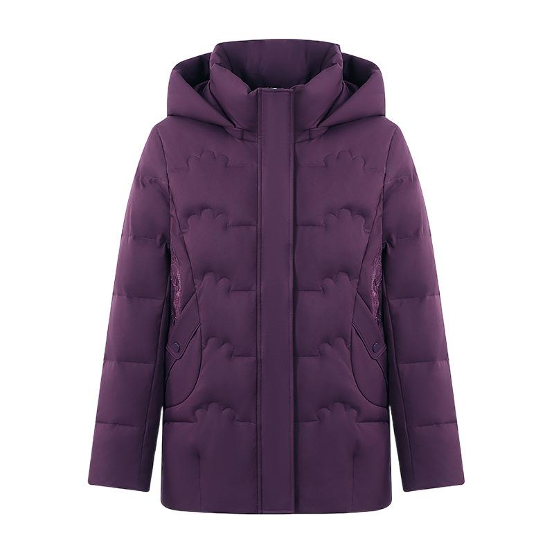 New Women's Down Jacket Short Winter Loose Middle-aged Grandmother White Duck Down Hooded Down Jacket