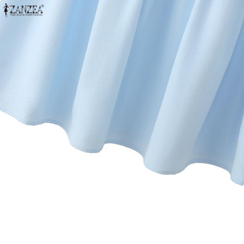 ZANZEA Damen Casual Elastische Taille Sommer Lockere Lange Röcke