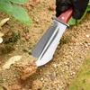4-in-1 Gardening Trowel with Serrated Edge Stainless Steel Cutter with Wood Handle Sheath Multifunctional Trowel for Planting Cutting Camping