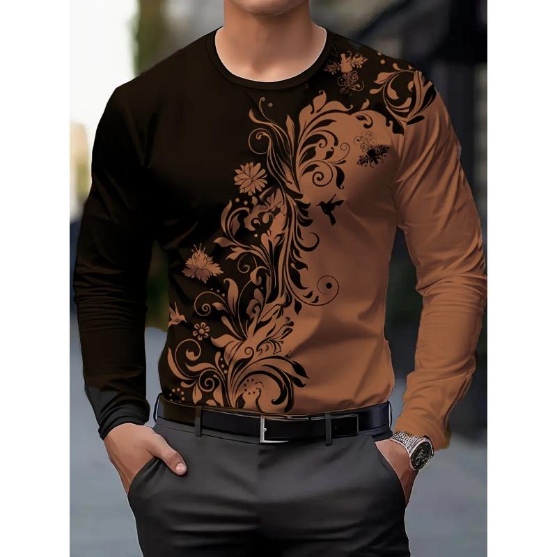 Schädel Blumenmuster Mode Bedruckte T-Shirts Herbst Herren- und Damenbekleidung O-Ausschnitt Langarm T-Shirts Top Herren Outdoor Pullover