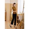 Blusa Elegante de Satén para Mujer Estampado de Flores Camisa Cheongsam Estilo Chino Tradicional Ropa Tang Disfraz de Verano Otoño