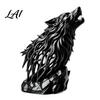 Hollow Animal Statues Howl Wolf Sculpture Gothic Wildlife Home Decor Howling Statue Figurine Dark Interior Accessories with Rock Base Rustic Accent