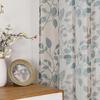 OWENIE Floral Sheer Curta with Pattern 63 Inches Long 2 Panels Set for Living Room Bedroom, Sheer Floral Curta with Printing Leaf Design Rod Pocket