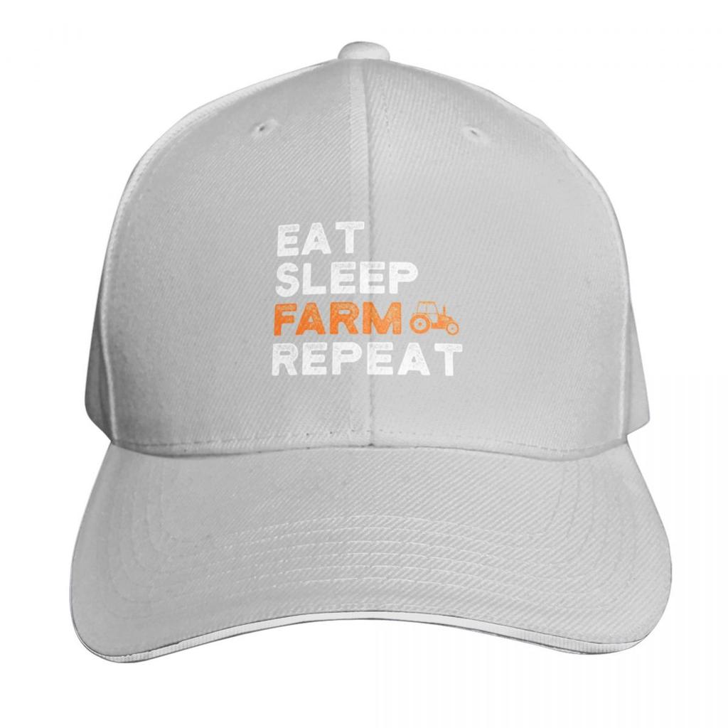 Eat Sleep Farm Repeat Baseball Cap Sunscreen Snapback Cap Summer Hat Vintage Women Hats Unisexs