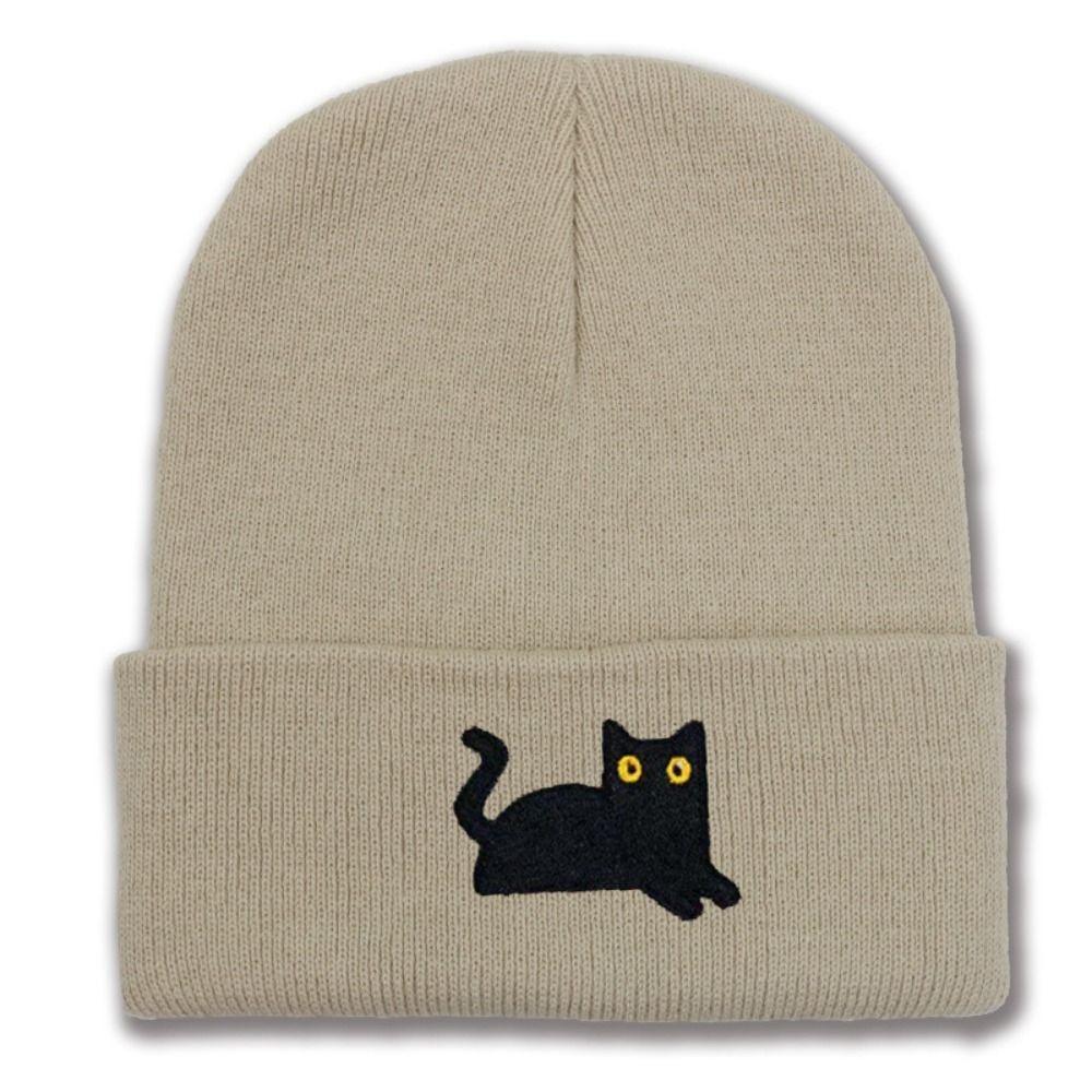 Embroidery Embroidered Cat Knitted Hat Warm Knit Cap Cute Winter Caps Winter