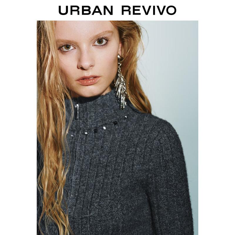 UR Women's Sophisticated Double-Zipper Beaded Knit Cardigan