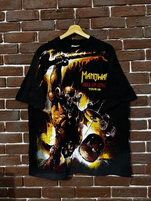 VZÁCNÉ VINTAGE MANOWAR 90. léta Hell Stage METALOVÁ KAPELA SVATÝ GRÁL xl Unisex Tričko