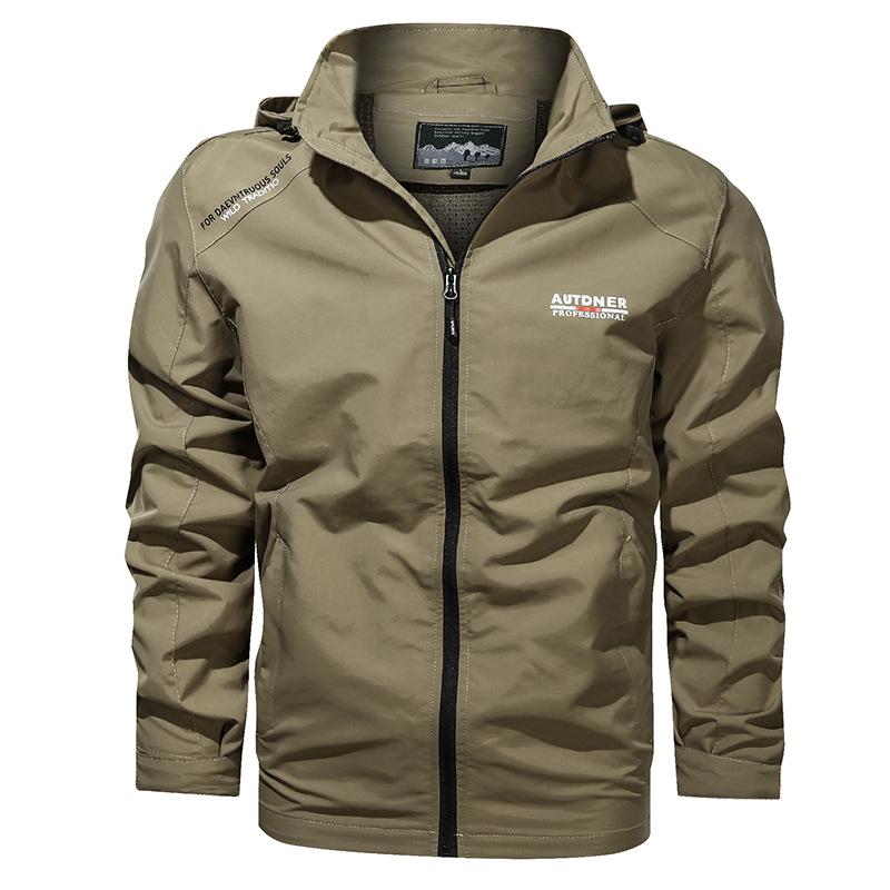 

Весенне-осенняя мужская куртка Куртка Мужской тренч Спортивный стиль Милитари Тонкая Ветрозащитная Универсальная Повседневная С капюшоном XXXXL