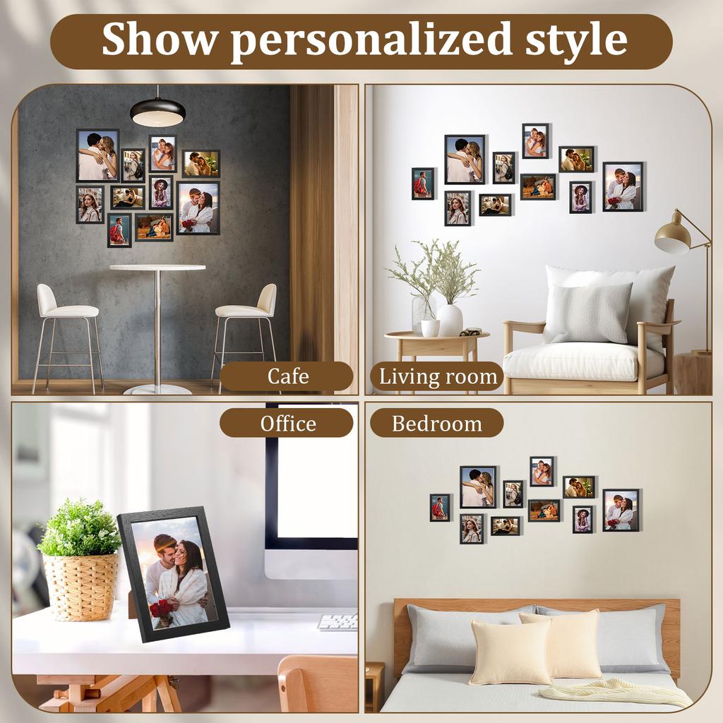 10Pack Wall Gallery Photo Frames Photo Display Hanging Holder Pictures Frame Table Top Wall Mounting Frames Commemorative Gift