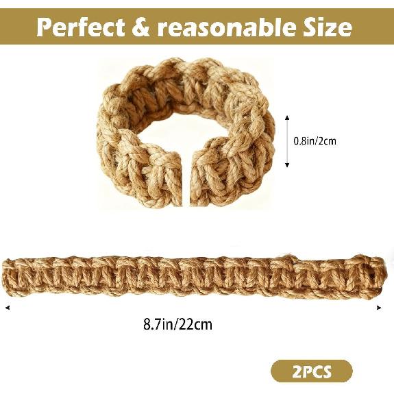Braided Jute Curtain Tiebacks Set of 2, Rustic Curtain Tie Backs for Curta, Decorative Drapery Holdbacks Bohemian and Farmhouse Style for Lightweight
