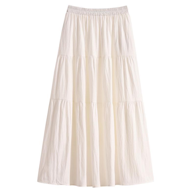 Plus Size Pink Summer A-Line Skirt with Sweet, Slimming Waist-Cinched Layers