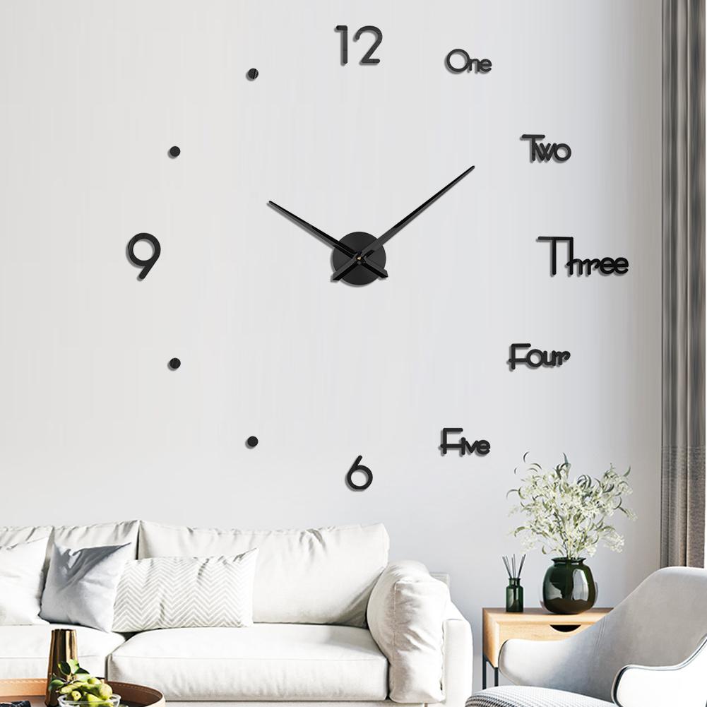 City Art Unique Nordic Luxury Acrylic Sticker Silver Big DIY 3D Home Decoration Modern Wall Clocks Wall Horloge Reloj Pared