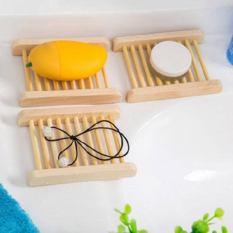 10Pcs Natural Wood Soap Dishes Portable Soap Tray Storage Holder for Bath Shower