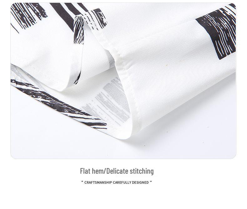 Summer Retro Trendy Breathable Non-Iron Couple's Shirt with Printed Lapel