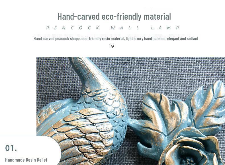 Retro European-Style Peacock Wall Lamp for Living Room or Bedroom Decor