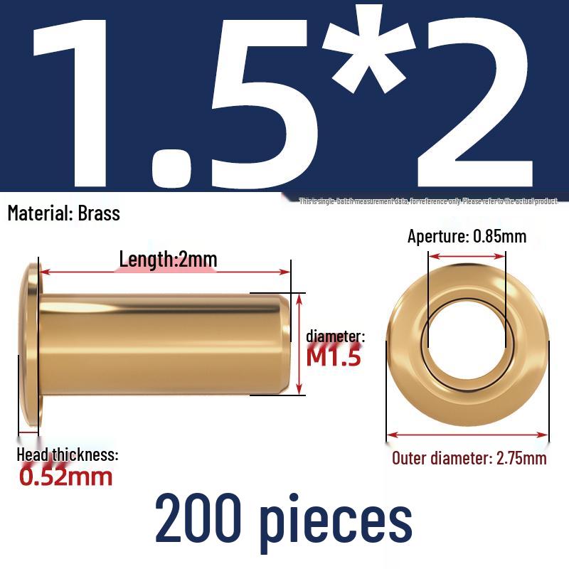 Pure Brass Hollow Rivets & Copper Eyelets Fasteners M1.3–M5