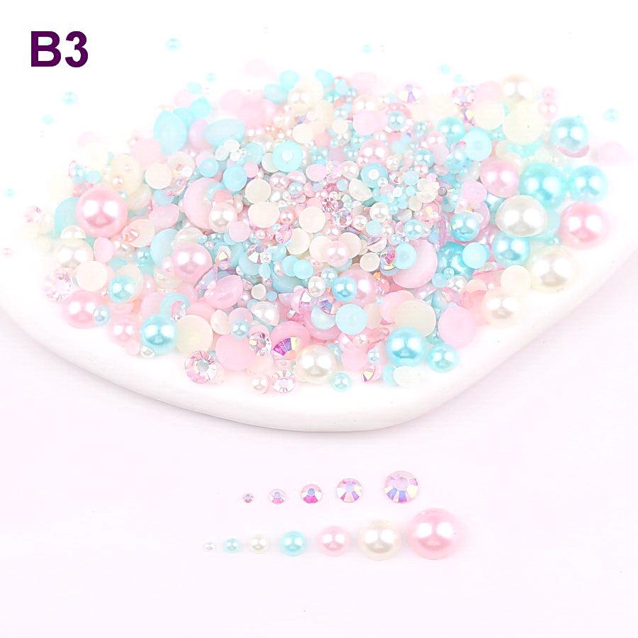 Mixed 2mm-10mm Half-Round AB Plated Resin Pearls - DIY Accessories