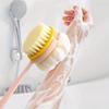 2-In-1 Long Handle Pet Bath Brush - Soft/Hard Bristles & Double-Sided Exfoliating Grooming Tool For Dogs & Cats Showering