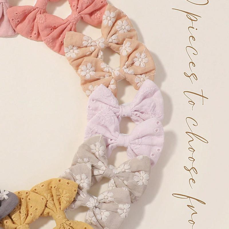12/20pcs Sweet Flower Print Bowknot Hair Clips for Baby Girls Cute Cotton Bows Hairpins Barrettes Headwear Kids Hair Accessories
