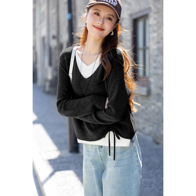 Mokana Women's Faux Two-Piece Long-Sleeve Knit Top