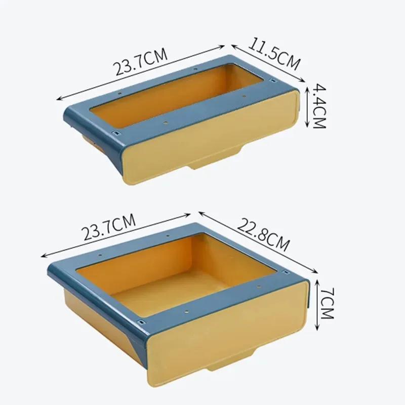 Hidden Hanging Storage Box Kitchen Drawer Knife Fork Spoon Tray Self Adhesive Under Desk Drawer Office Stationery Tool Organizer