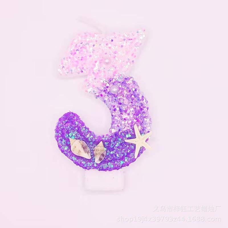 

Свеча для торта Русалка Розовый Фиолетовый Цифры 0-9 Топпер для торта Девочка Маленькая Русалка Вечеринка по случаю дня рождения Украшения для торта Под водой