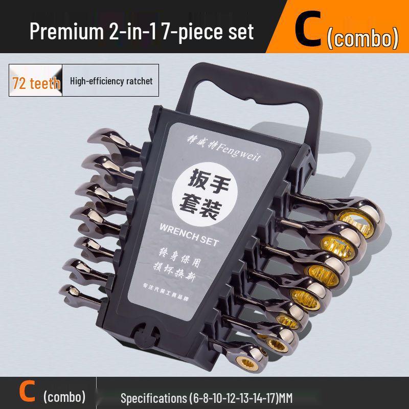 6-32mm Quick-Open Double-Ended Ratchet Wrench Set for Auto Repair