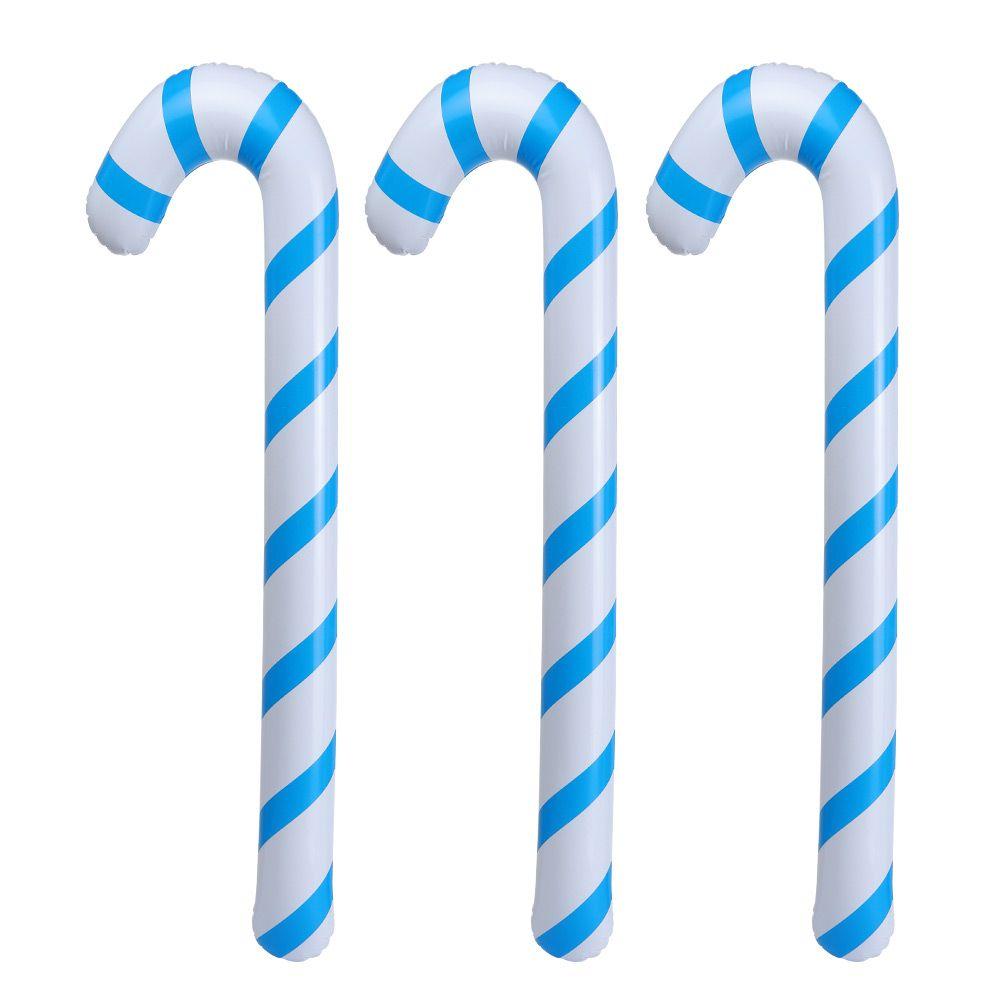 Home Party Balloons Christmas Candy Cane Inflatable Toys Crutch Balloons Santa Claus Walking Stick