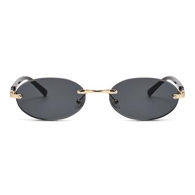 Retro Rimless Oval Women Sunglasses Fashion Brand Designer Cutting Edge Personalized Shades Gradient Lens Uv400 Men Sun Glasses