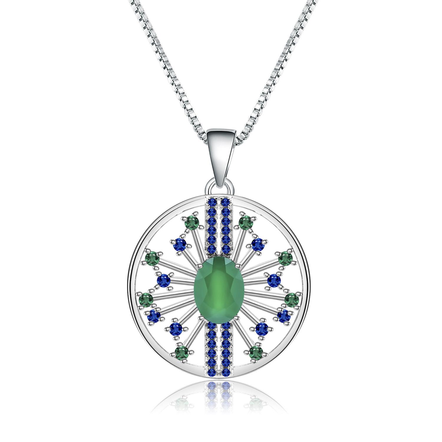 

Оригинальный дизайнерский кулон из натурального драгоценного камня, высококачественный ретро-кулон из серебра 925 пробы с натуральным драгоценным камнем и зеленым агатом