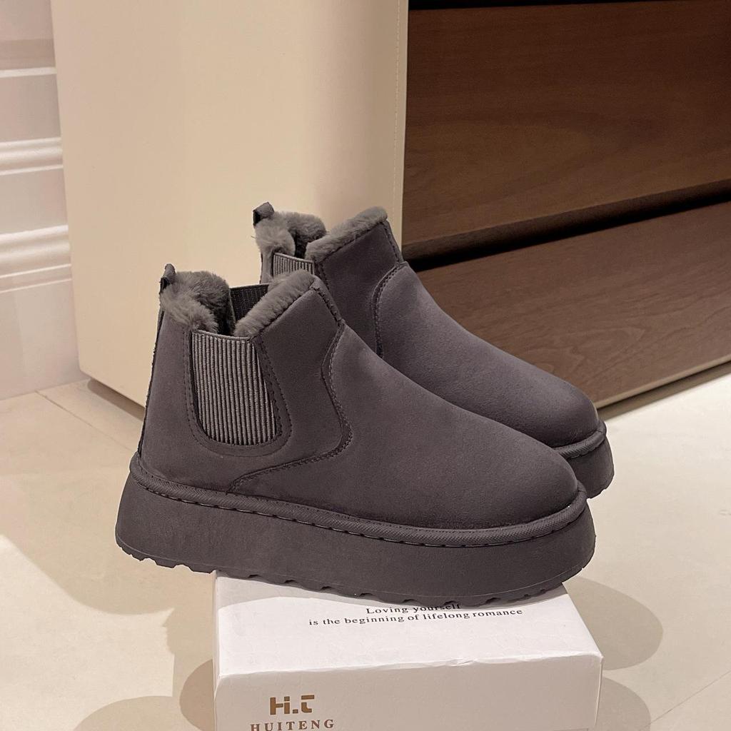 2025 Winter Neue Damen Schneestiefel mit dicker Sohle - Fleecegefütterte, verdickte Slip-on Warme Brot-Baumwollstiefel